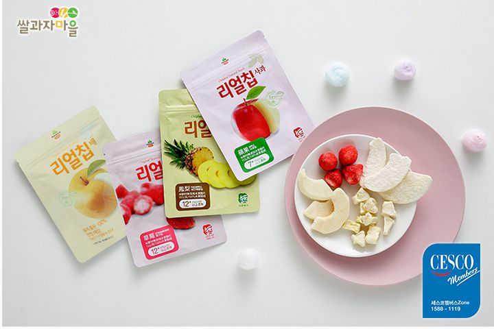 韓國SSALGWAJA米餅村 無添加水果脆片 - 草莓 / 蘋果