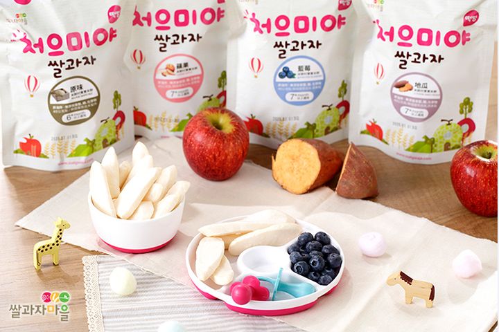 韓國SSALGWAJA米餅村 寶寶米餅 - 原味 / 蘋果 / 藍莓 / 水梨 / 甜菜 / 菠菜 / 地瓜