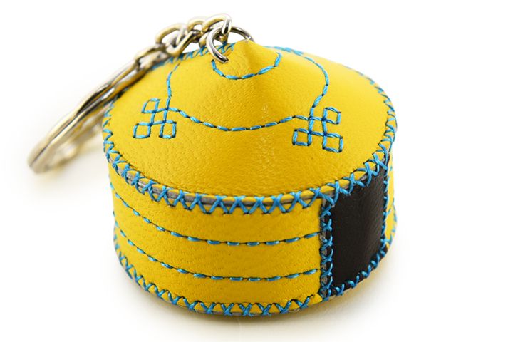 【蒙古傳統】軟皮蒙古包鑰匙圈-明黃色